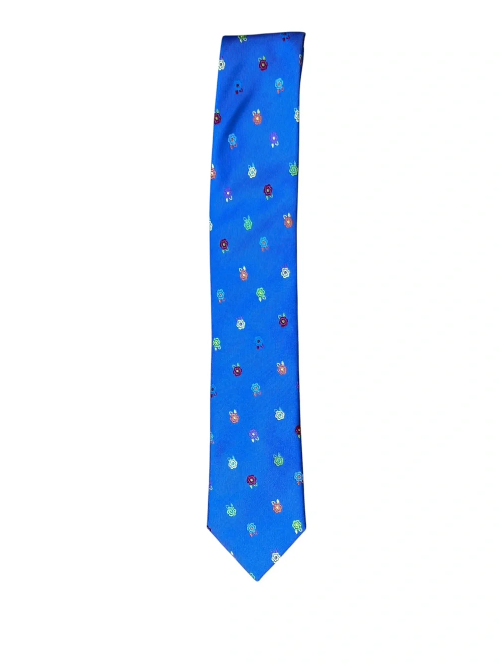 Bugatchi Men’s Blue Floral Silk Tie Made in Italy Multicolor Necktie